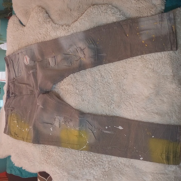 Regal Exchange paint splatter design print men's stretch jeans - Picture 1 of 7